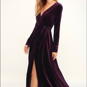 Maxi velvet wrap dress